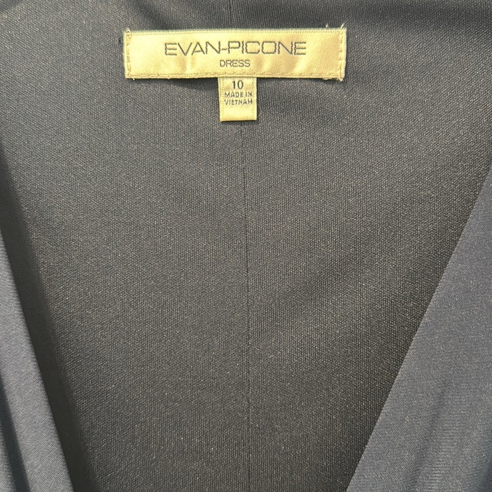 Evan Picone Faux Wrap Dress Ruched Waist in Blue Sapphire, Size 10, NWT - Picture 3 of 7